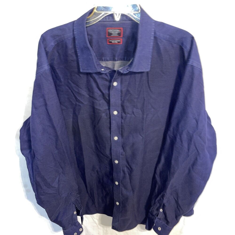 Untuckit Men’s Dress Shirt Size 3XL Blue Dotted Business Formal City
